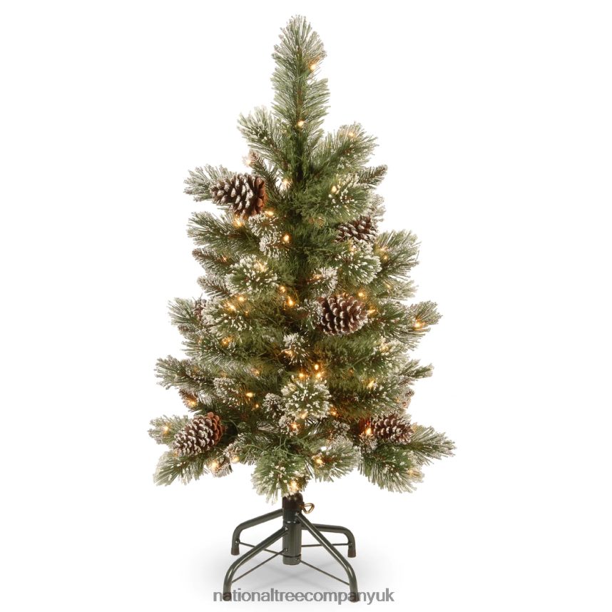 Trees | National Tree Company Pre-Lit Artificial Christmas Tree Glittering Pine Pencil Slim with Clear Lights Plug In 3 ft F2L4F62